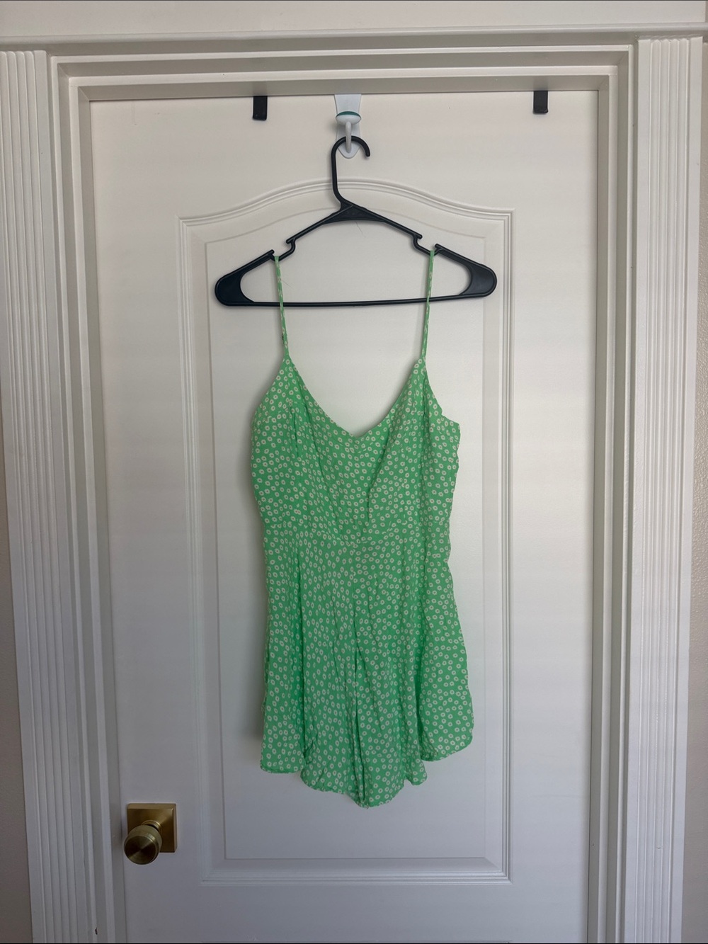 Zara Green Floral Spaghetti Strap Romper